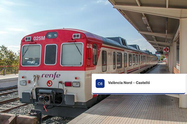 Cercanías Valencia. Line C6 València Nord - Castelló de la Plana: Map, schedules and fares of Renfe commuter trains in Valencia